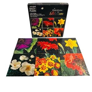 Springbok A Rainbow in Bloom Multi-Puzzle 6 Mini Floral Jigsaw Puzzles Vtg USA
